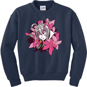 Anime Girl Flowers Kids Sweatshirt