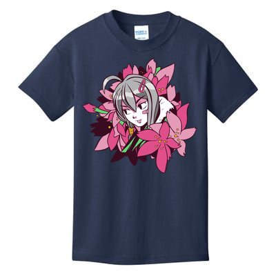 Anime Girl Flowers Kids T-Shirt