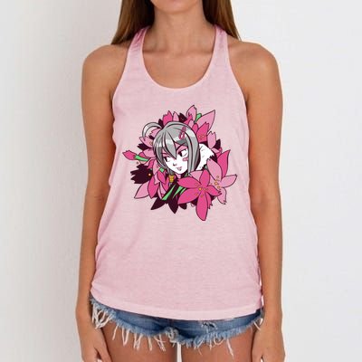 Anime Girl Flowers Women's Knotted Racerback Tank