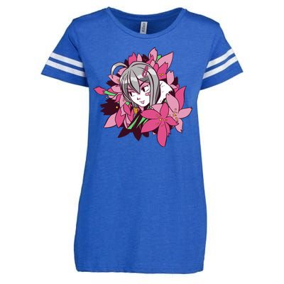 Anime Girl Flowers Enza Ladies Jersey Football T-Shirt