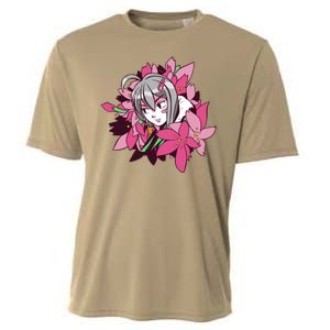 Anime Girl Flowers Cooling Performance Crew T-Shirt