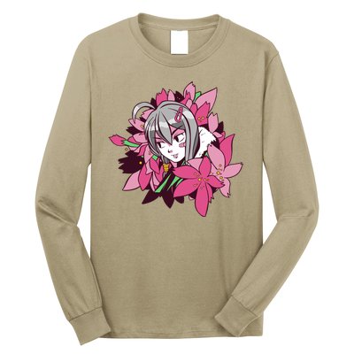 Anime Girl Flowers Long Sleeve Shirt