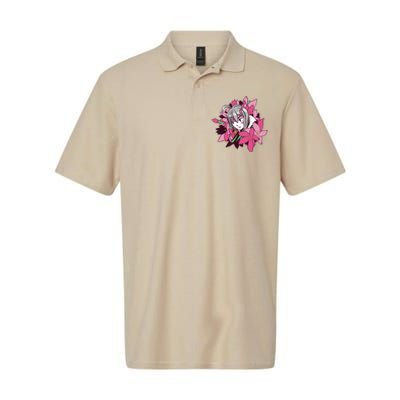 Anime Girl Flowers Softstyle Adult Sport Polo