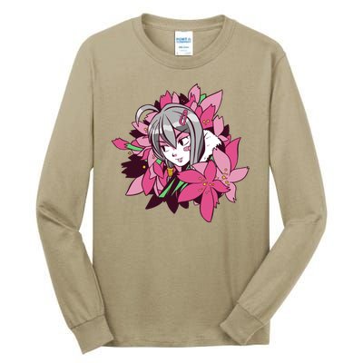 Anime Girl Flowers Tall Long Sleeve T-Shirt