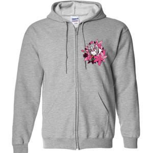 Anime Girl Flowers Full Zip Hoodie