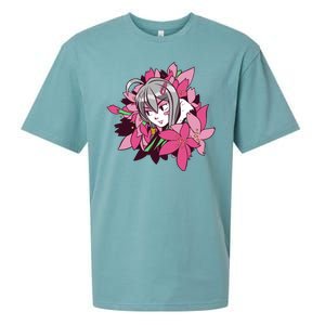 Anime Girl Flowers Sueded Cloud Jersey T-Shirt