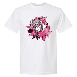 Anime Girl Flowers Garment-Dyed Heavyweight T-Shirt