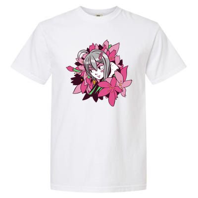 Anime Girl Flowers Garment-Dyed Heavyweight T-Shirt