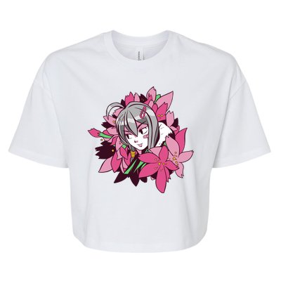 Anime Girl Flowers Bella+Canvas Jersey Crop Tee