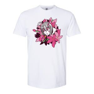 Anime Girl Flowers Softstyle CVC T-Shirt