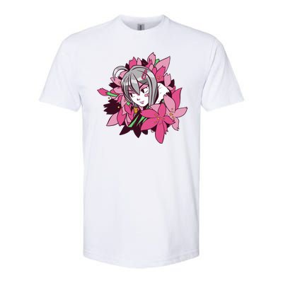 Anime Girl Flowers Softstyle® CVC T-Shirt