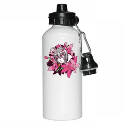 Anime Girl Flowers Aluminum Water Bottle