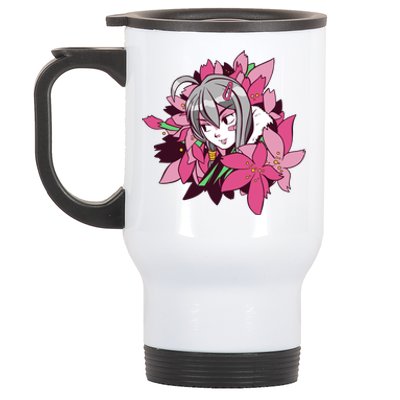 Anime Girl Flowers Stainless Steel Travel Mug