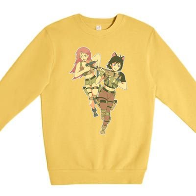 Anime Girl Soldiers Premium Crewneck Sweatshirt