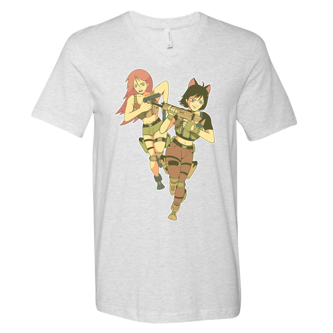 Anime Girl Soldiers V-Neck T-Shirt