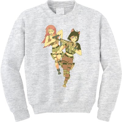 Anime Girl Soldiers Kids Sweatshirt