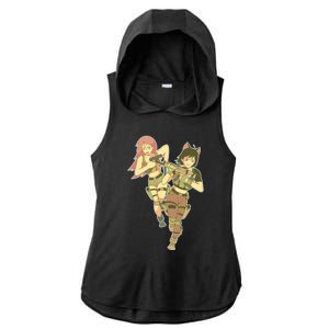 Anime Girl Soldiers Ladies PosiCharge Tri-Blend Wicking Draft Hoodie Tank