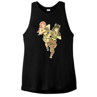 Anime Girl Soldiers Ladies PosiCharge Tri-Blend Wicking Tank