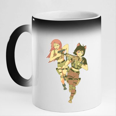 Anime Girl Soldiers 11oz Black Color Changing Mug