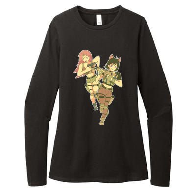 Anime Girl Soldiers Womens CVC Long Sleeve Shirt