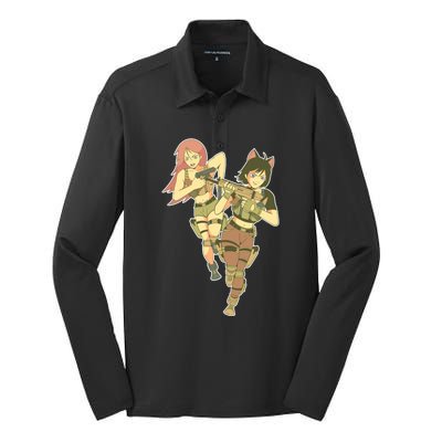 Anime Girl Soldiers Silk Touch Performance Long Sleeve Polo