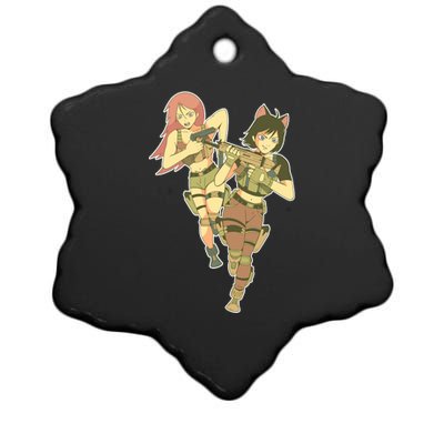 Anime Girl Soldiers Ceramic Star Ornament