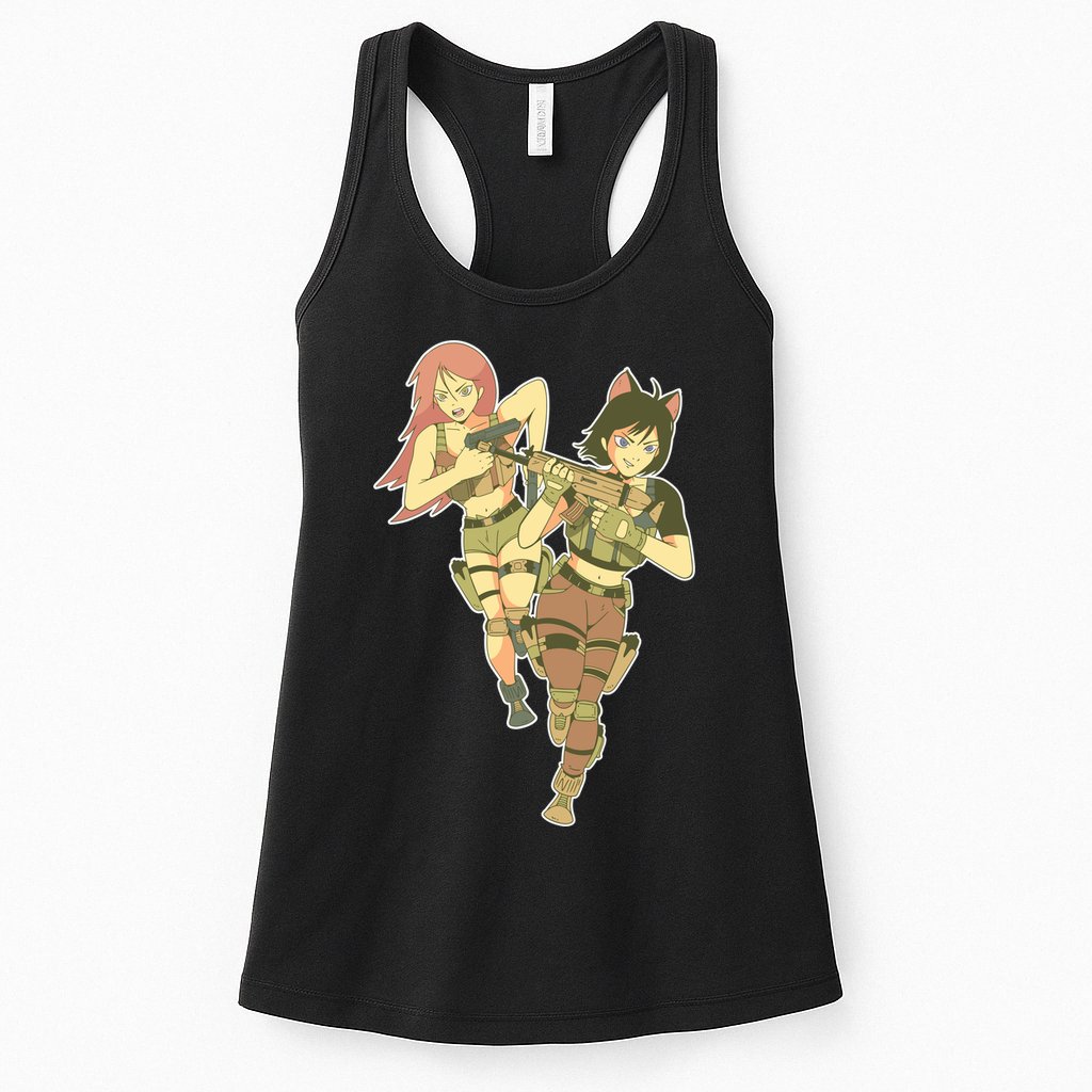 Anime Girl Soldiers Womens Tank Top