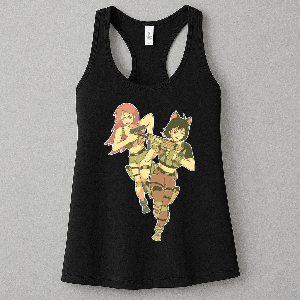 Anime Girl Soldiers Womens Tank Top