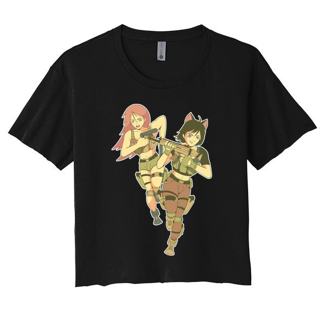 Anime Girl Soldiers Women's Crop Top Tee