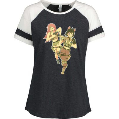 Anime Girl Soldiers Enza Ladies Jersey Colorblock Tee