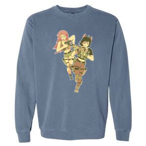 Anime Girl Soldiers Garment-Dyed Sweatshirt