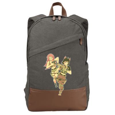 Anime Girl Soldiers Cotton Canvas Backpack