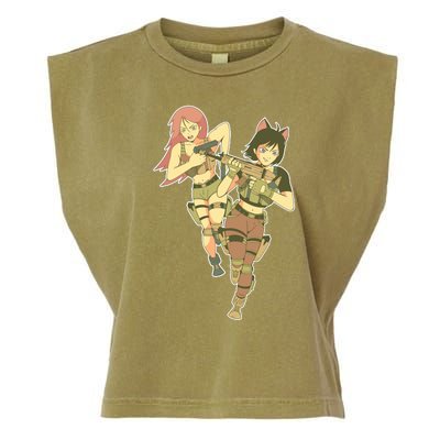 Anime Girl Soldiers Garment-Dyed Women's Muscle Tee