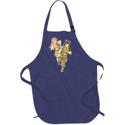 Anime Girl Soldiers Full-Length Apron With Pockets