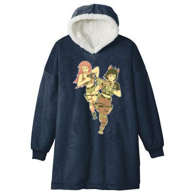 Anime Girl Soldiers Hooded Wearable Blanket