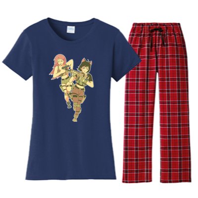 Anime Girl Soldiers Women's Flannel Pajama Set