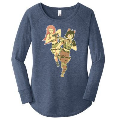 Anime Girl Soldiers Women's Perfect Tri Tunic Long Sleeve Shirt