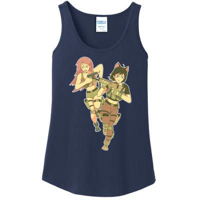 Anime Girl Soldiers Ladies Essential Tank