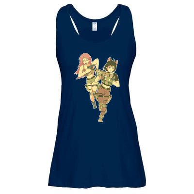 Anime Girl Soldiers Ladies Essential Flowy Tank