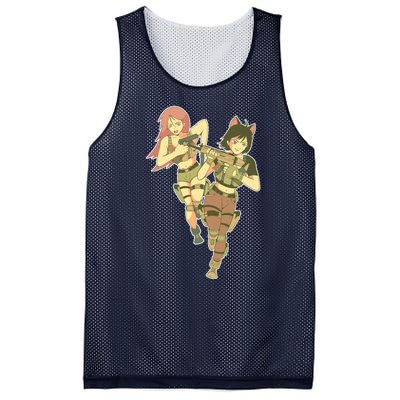 Anime Girl Soldiers Mesh Reversible Basketball Jersey Tank