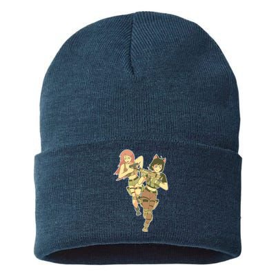 Anime Girl Soldiers Sustainable Knit Beanie