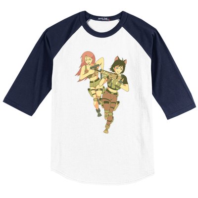 Anime Girl Soldiers Baseball Sleeve Shirt