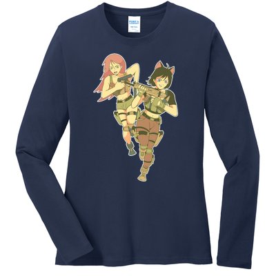 Anime Girl Soldiers Ladies Long Sleeve Shirt