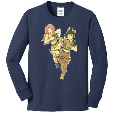 Anime Girl Soldiers Kids Long Sleeve Shirt