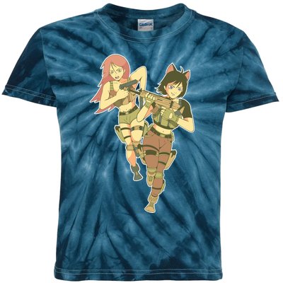 Anime Girl Soldiers Kids Tie-Dye T-Shirt