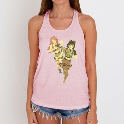 Anime Girl Soldiers Women's Knotted Racerback Tank