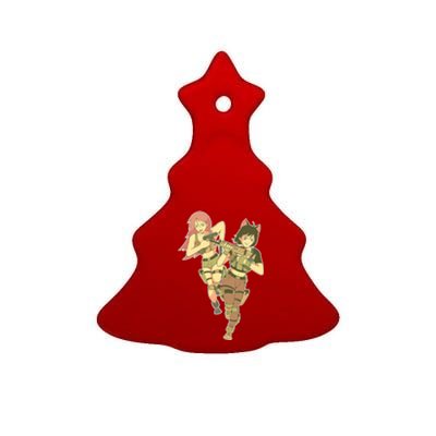 Anime Girl Soldiers Ceramic Tree Ornament