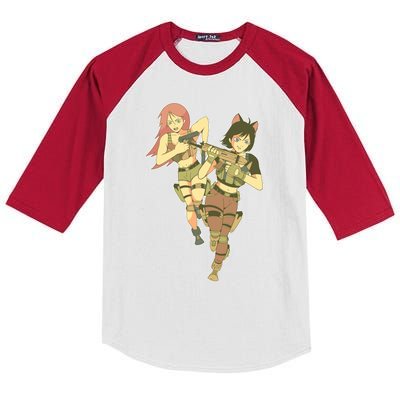 Anime Girl Soldiers Kids Colorblock Raglan Jersey