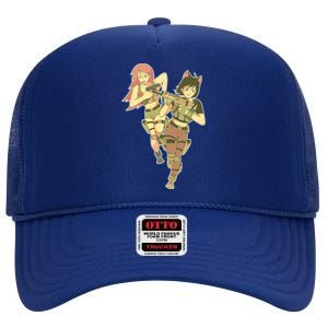 Anime Girl Soldiers High Crown Mesh Back Trucker Hat