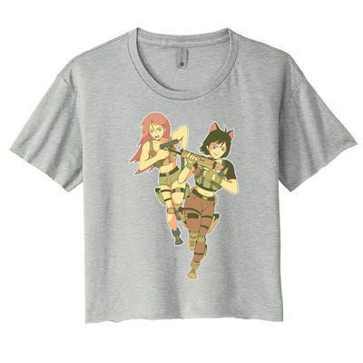 Anime Girl Soldiers Women's Crop Top Tee